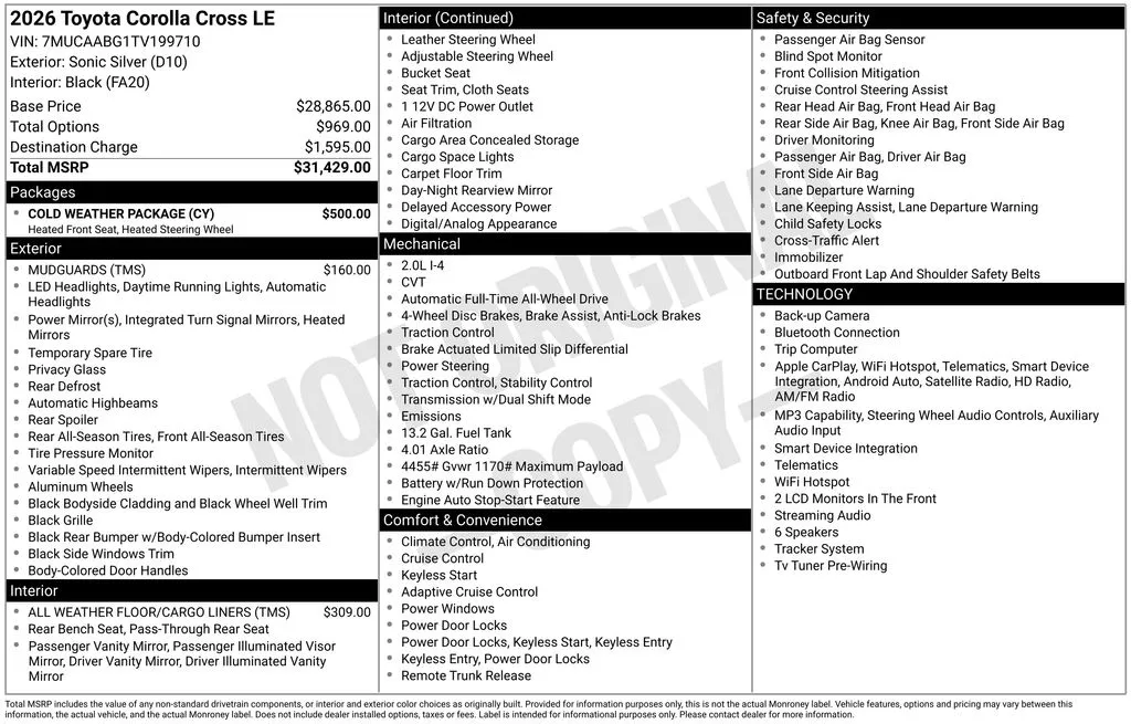 2026 Toyota Corolla Cross LE for sale in Ottumwa, IA