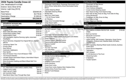 Photos of 2026 Toyota Corolla Cross LE for sale in Ottumwa, IA at Gregg Young Toyota of Ottumwa