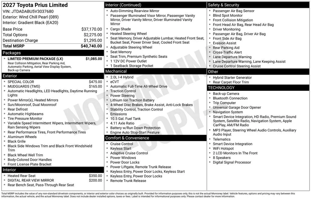 2027 Toyota Prius L for sale in Ottumwa, IA