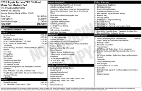 White 2026 Toyota Tacoma TRD Off-Road for sale in Ottumwa, IA