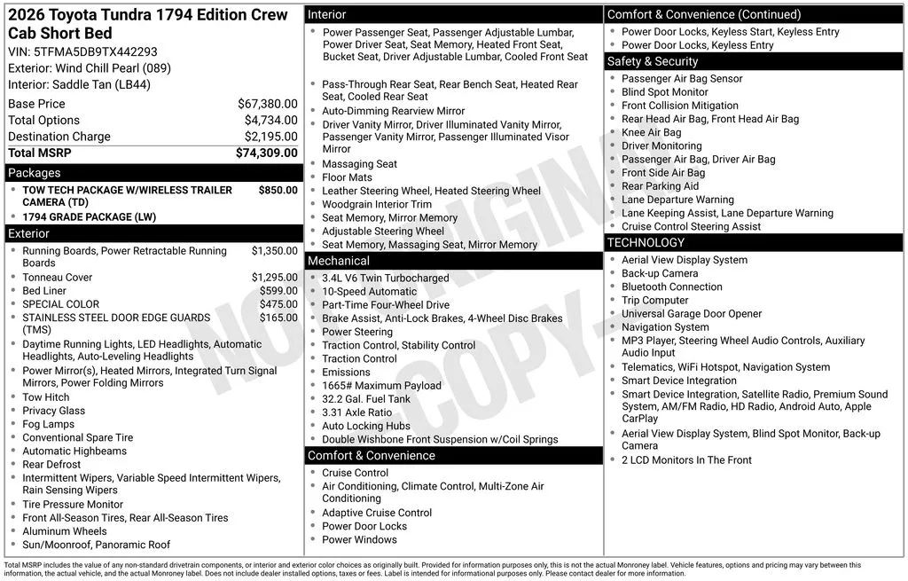 2026 Toyota Tundra 1794 for sale in Ottumwa, IA