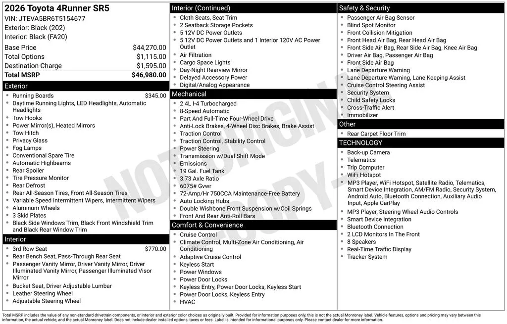 2026 Toyota 4Runner SR5 for sale in Ottumwa, IA