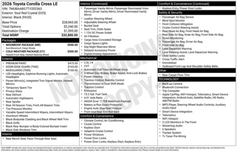 Unknown 2026 Toyota Corolla Cross LE for sale in Ottumwa, IA