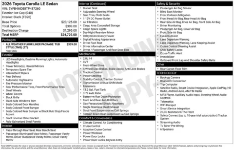 White 2026 Toyota Corolla LE for sale in Ottumwa, IA