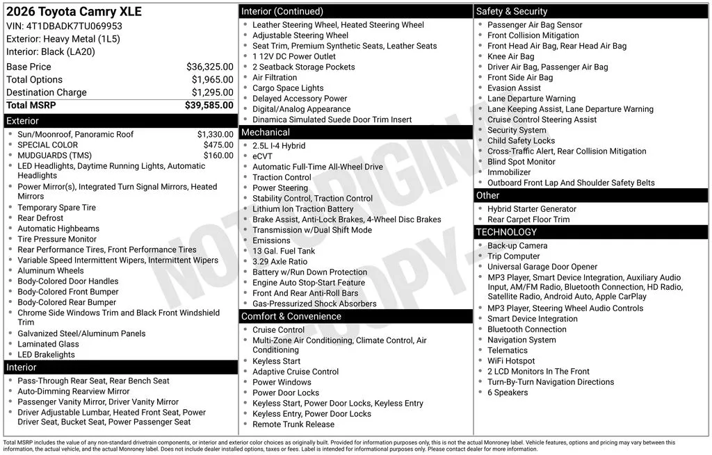 2026 Toyota Camry XLE for sale in Ottumwa, IA