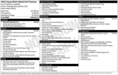 Black 2026 Toyota RAV4 XLE Premium for sale in Ottumwa, IA