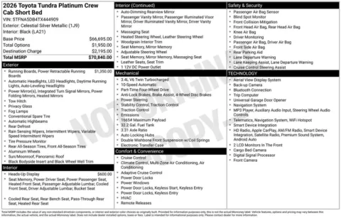 Silver 2026 Toyota Tundra Platinum for sale in Ottumwa, IA