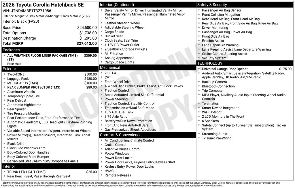 2026 Toyota Corolla Hatchback SE for sale in Ottumwa, IA