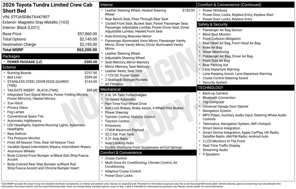 2026 Toyota Tundra Limited for sale in Ottumwa, IA
