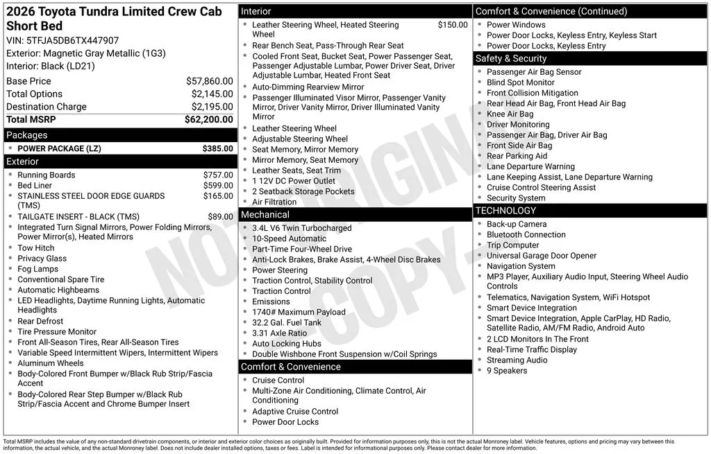 2026 Toyota Tundra Limited for sale in Ottumwa, IA