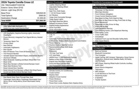 Silver 2026 Toyota Corolla Cross LE for sale in Ottumwa, IA