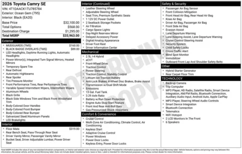 Blue 2026 Toyota Camry SE for sale in Ottumwa, IA