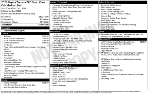 White 2026 Toyota Tacoma TRD Sport for sale in Ottumwa, IA