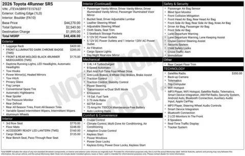 Silver 2026 Toyota 4Runner SR5 for sale in Ottumwa, IA