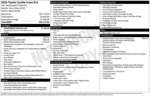 Silver 2026 Toyota Corolla Cross XLE for sale in Ottumwa, IA