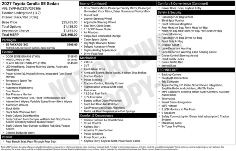 Gray 2027 Toyota Corolla SE for sale in Ottumwa, IA