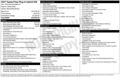 Unknown 2027 Toyota Prius Plug-In Hybrid XSE for sale in Ottumwa, IA