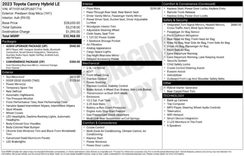 Photos of 2023 Toyota Camry Hybrid LE for sale in Ottumwa, IA at Gregg Young Toyota of Ottumwa