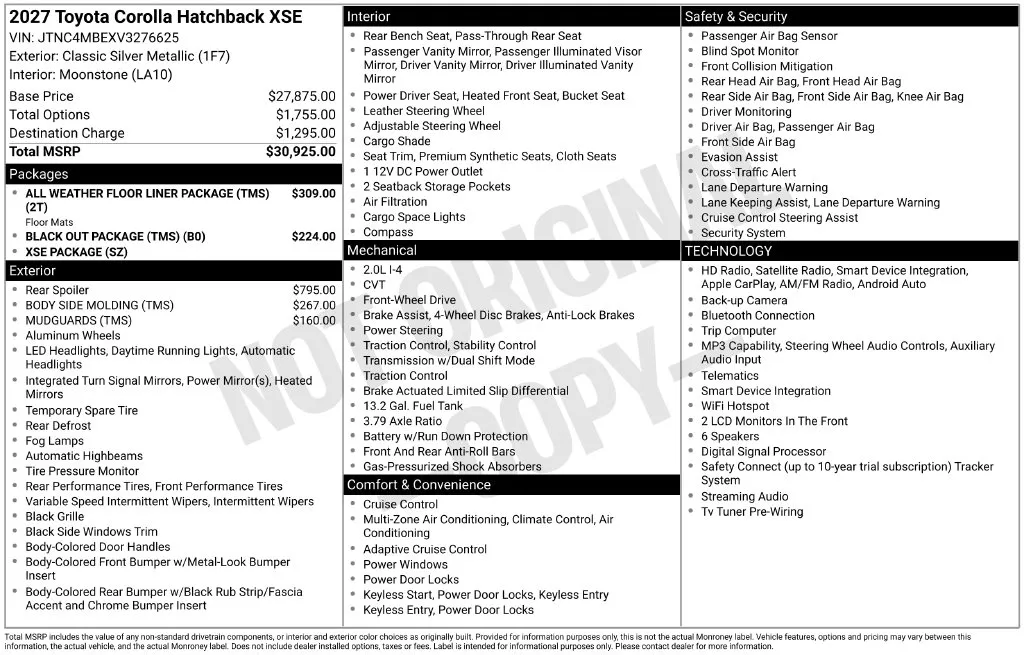 2027 Toyota Corolla Hatchback XSE for sale in Ottumwa, IA