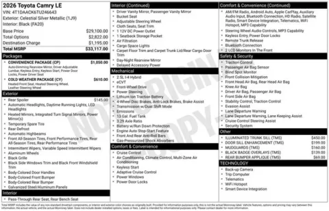 Unknown 2026 Toyota Camry for sale in Columbus, NE