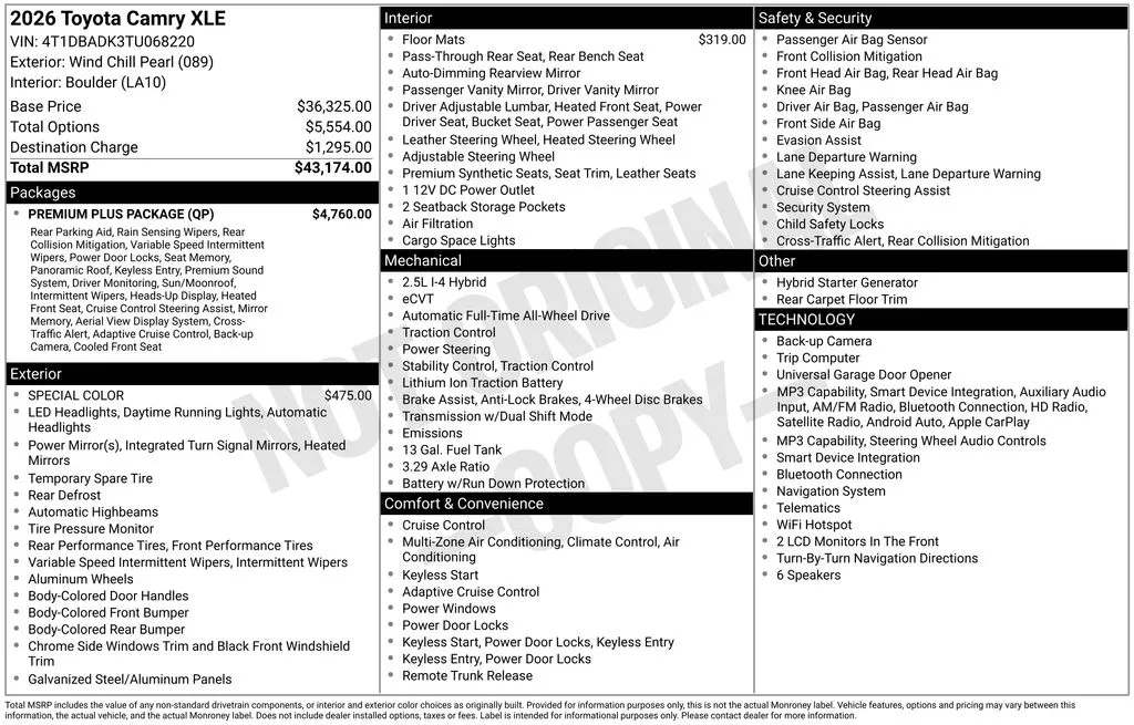 2026 Toyota Camry XLE for sale in Columbus, NE