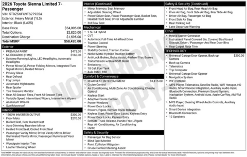 Gray 2026 Toyota Sienna Limited for sale in Columbus, NE