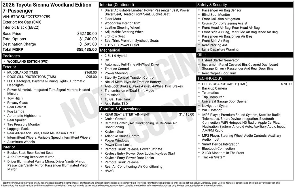 2026 Toyota Sienna Woodland Edition for sale in Columbus, NE