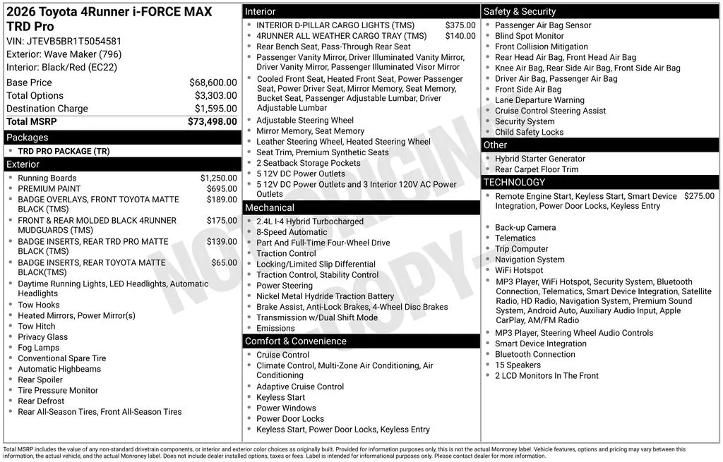 2026 Toyota 4Runner i-FORCE MAX Hybrid TRD Pro for sale in Columbus, NE