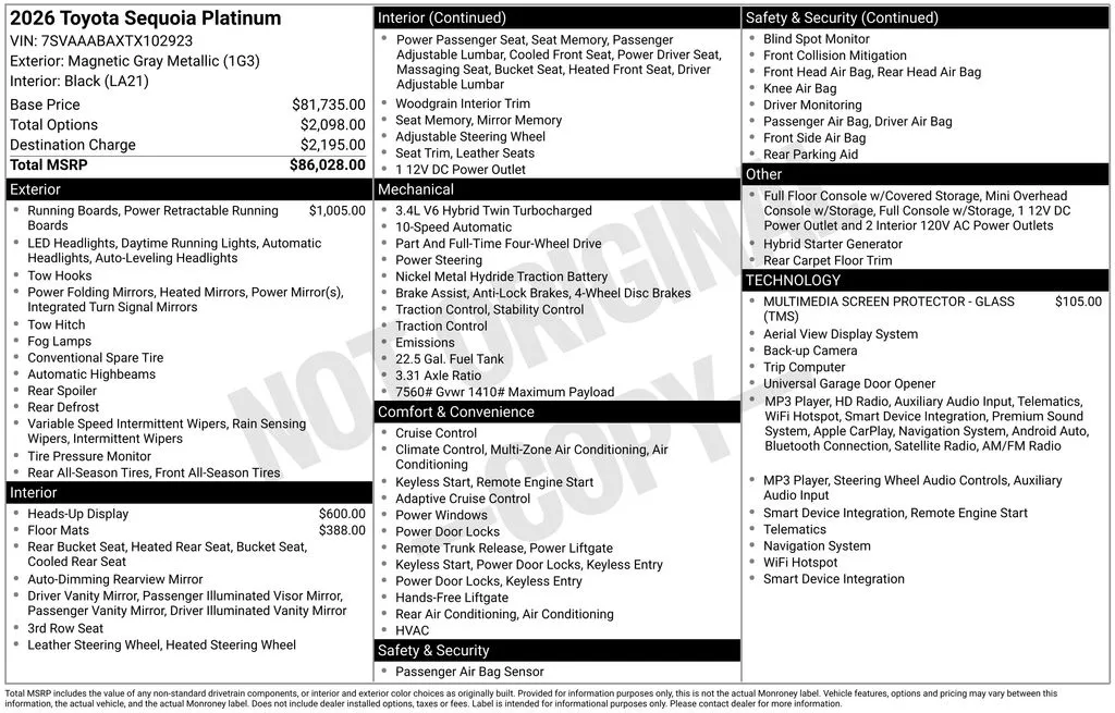 2026 Toyota Sequoia Platinum for sale in Columbus, NE