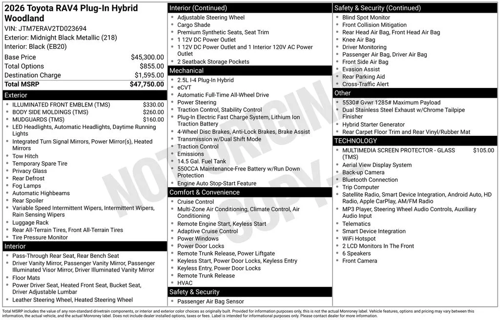 2026 Toyota RAV4 Plug-In Hybrid Woodland for sale in Columbus, NE