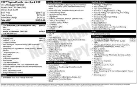 Unknown 2027 Toyota Corolla Hatchback XSE for sale in Columbus, NE