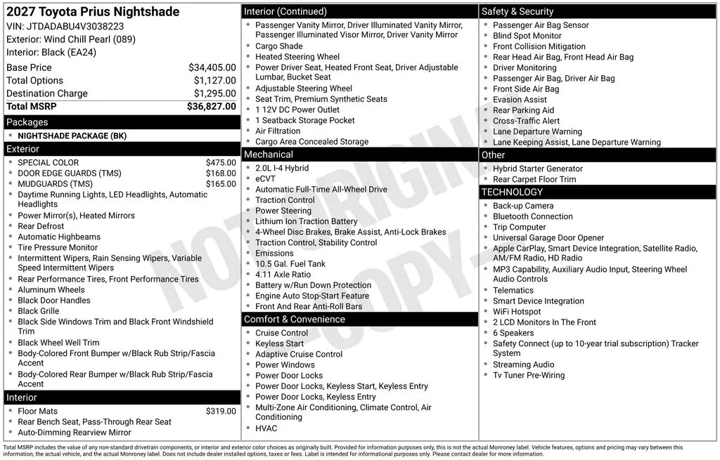 2027 Toyota Prius Nightshade for sale in Columbus, NE
