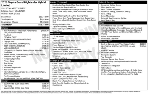 Unknown 2026 Toyota Grand Highlander Hybrid Limited for sale in Columbus, NE