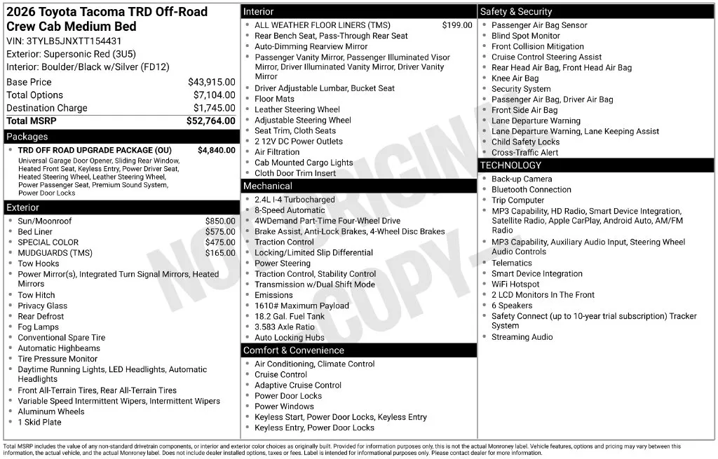 2026 Toyota Tacoma TRD Off-Road for sale in Columbus, NE