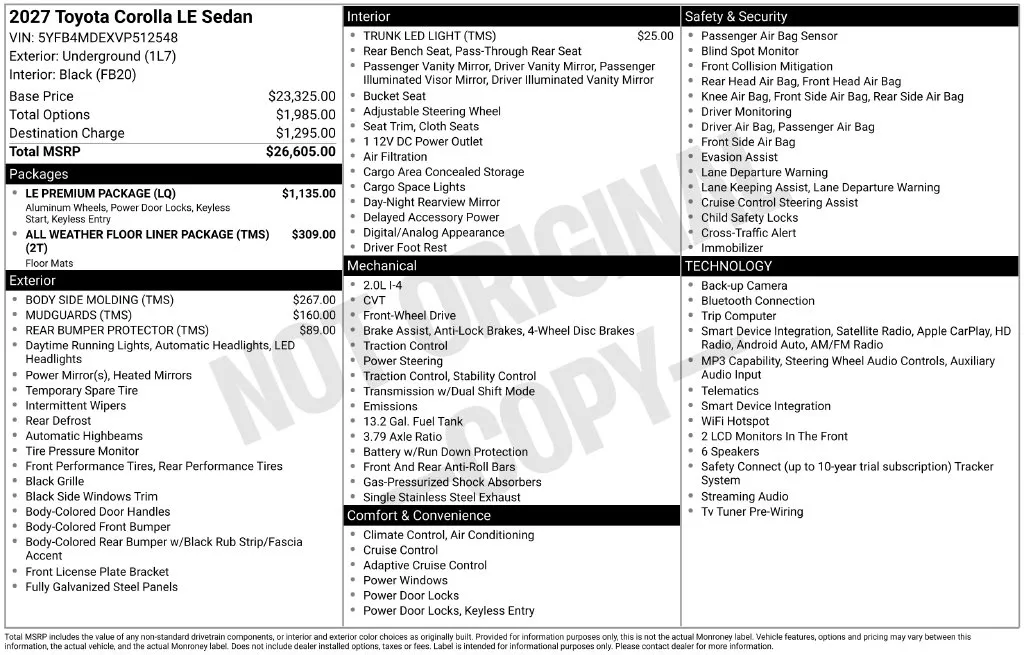 2027 Toyota Corolla LE for sale in Columbus, NE