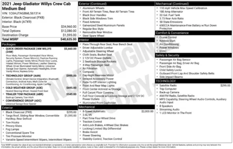 Photos of 2021 Jeep Gladiator Willys for sale in Newton, IA at Gregg Young Newton
