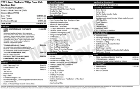 Photos of 2021 Jeep Gladiator Willys for sale in Abrams, WI at Gregg Young Abrams Chrysler Dodge Jeep Ram