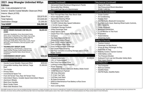 Photos of 2021 Jeep Wrangler Unlimited Willys for sale in Abrams, WI at Gregg Young Abrams Chrysler Dodge Jeep Ram