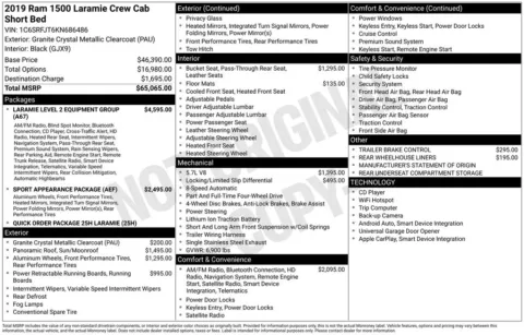 Photos of 2019 Ram 1500 Laramie for sale in Abrams, WI at Gregg Young Abrams Chrysler Dodge Jeep Ram