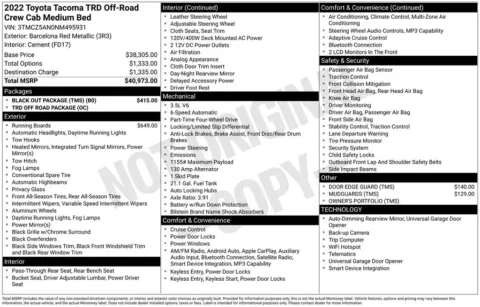 Photos of 2022 Toyota Tacoma TRD Off-Road for sale in Abrams, WI at Gregg Young Abrams Chrysler Dodge Jeep Ram