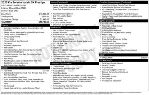 Photos of 2025 Kia Sorento Hybrid SX Prestige for sale in Abrams, WI at Gregg Young Abrams Chrysler Dodge Jeep Ram