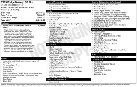 Photos of 2025 Dodge Durango GT Plus for sale in Abrams, WI at Gregg Young Abrams Chrysler Dodge Jeep Ram