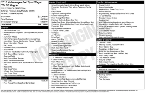 Photos of 2015 Volkswagen Golf SportWagen SE for sale in Abrams, WI at Gregg Young Abrams Chrysler Dodge Jeep Ram