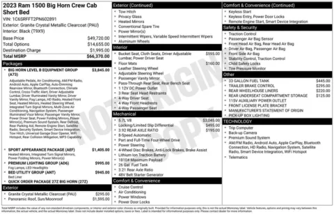 Photos of 2023 Ram 1500 Big Horn/Lone Star for sale in Abrams, WI at Gregg Young Abrams Chrysler Dodge Jeep Ram