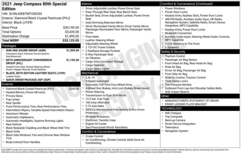 Photos of 2021 Jeep Compass 80th Special Edition for sale in Abrams, WI at Gregg Young Abrams Chrysler Dodge Jeep Ram