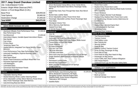 Photos of 2017 Jeep Grand Cherokee Limited for sale in Abrams, WI at Gregg Young Abrams Chrysler Dodge Jeep Ram