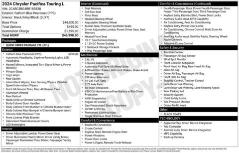 Photos of 2024 Chrysler Pacifica Touring L for sale in Abrams, WI at Gregg Young Abrams Chrysler Dodge Jeep Ram