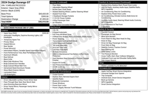 Photos of 2024 Dodge Durango GT for sale in Abrams, WI at Gregg Young Abrams Chrysler Dodge Jeep Ram