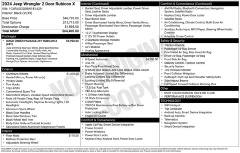 Photos of 2024 Jeep Wrangler Rubicon X for sale in Abrams, WI at Gregg Young Abrams Chrysler Dodge Jeep Ram