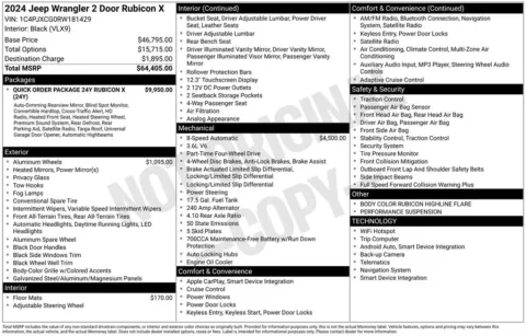 Photos of 2024 Jeep Wrangler Rubicon X for sale in Abrams, WI at Gregg Young Abrams Chrysler Dodge Jeep Ram